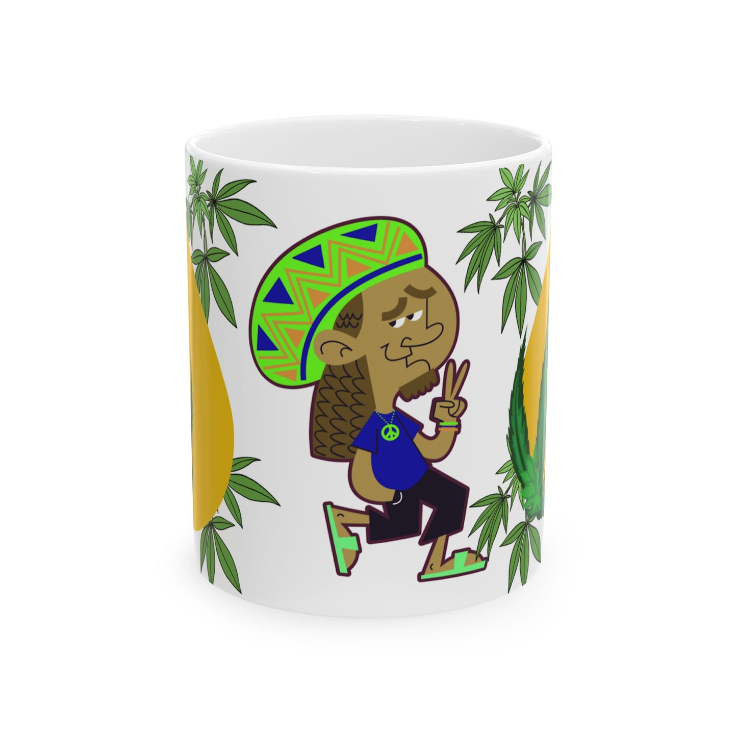 Peaceful Vibes Ceramic Mug - Funky Rasta Design for Relaxation
