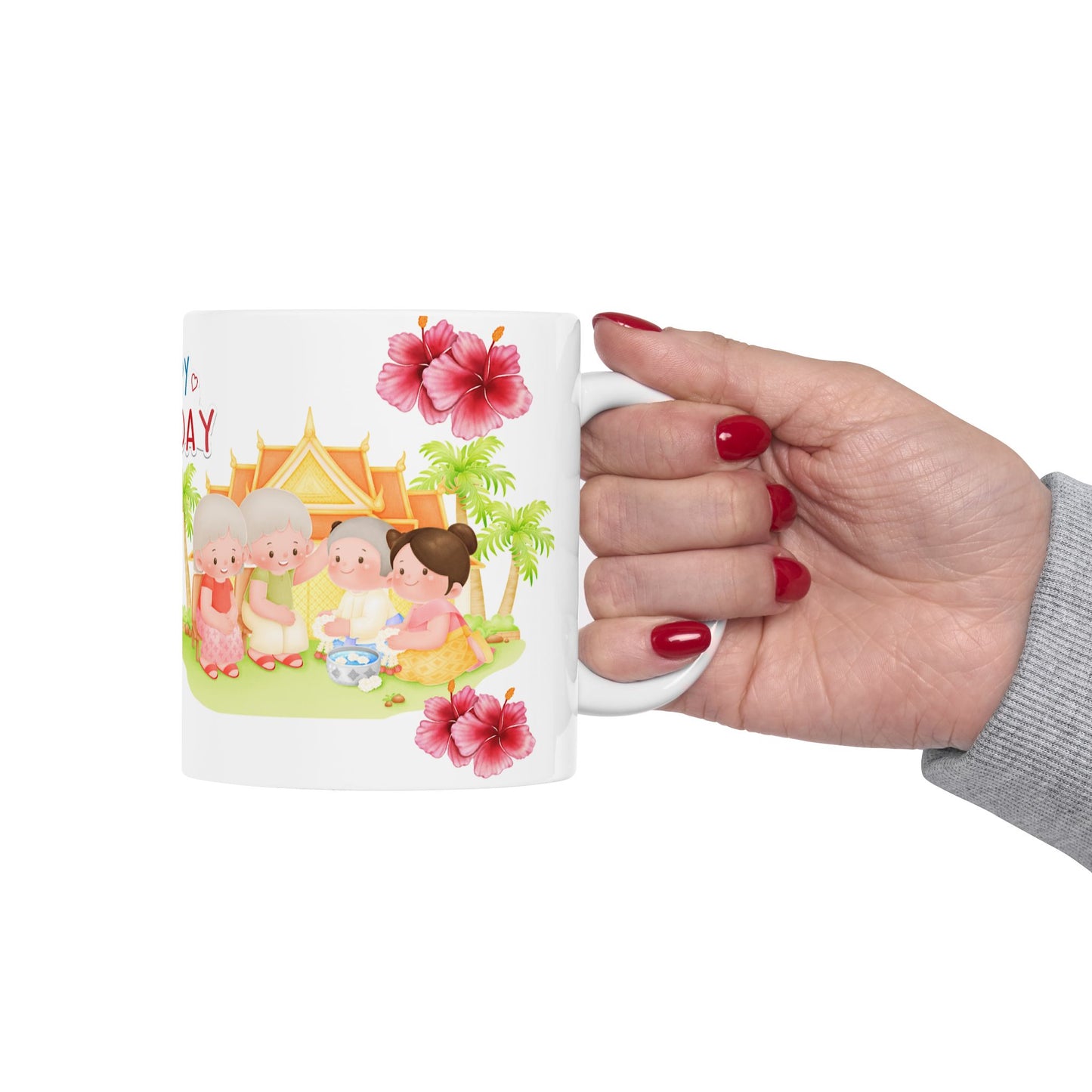 Happy Tuesday Ceramic Mug - Cute Tropical Design for Coffee Lovers