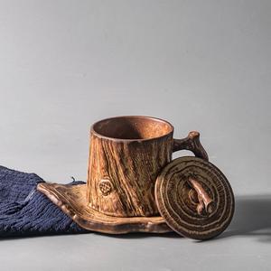 Artisan Handmade Stoneware Tree Trunk Coffee Mug