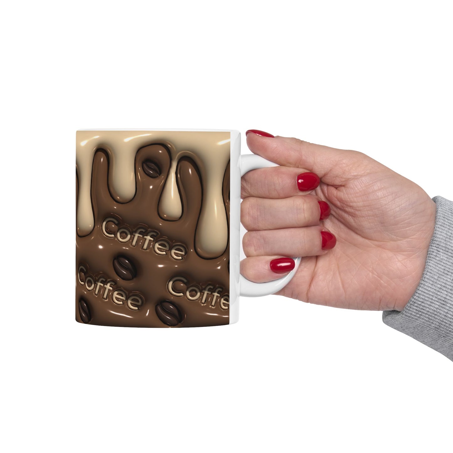 Coffee Drizzle Ceramic Mug - Fun Hot Beverage Cup for Coffee Lovers