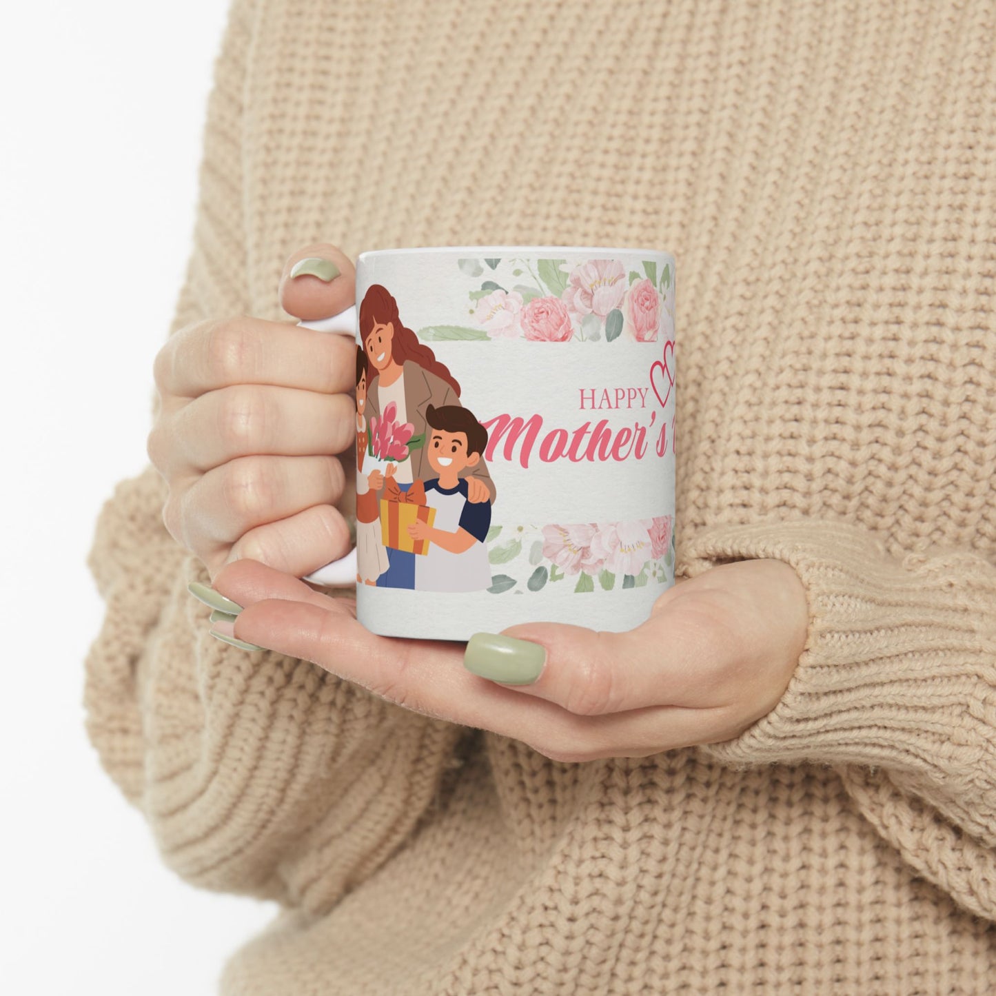 Happy Mother's Day Floral Ceramic Mug - Perfect Gift for Moms