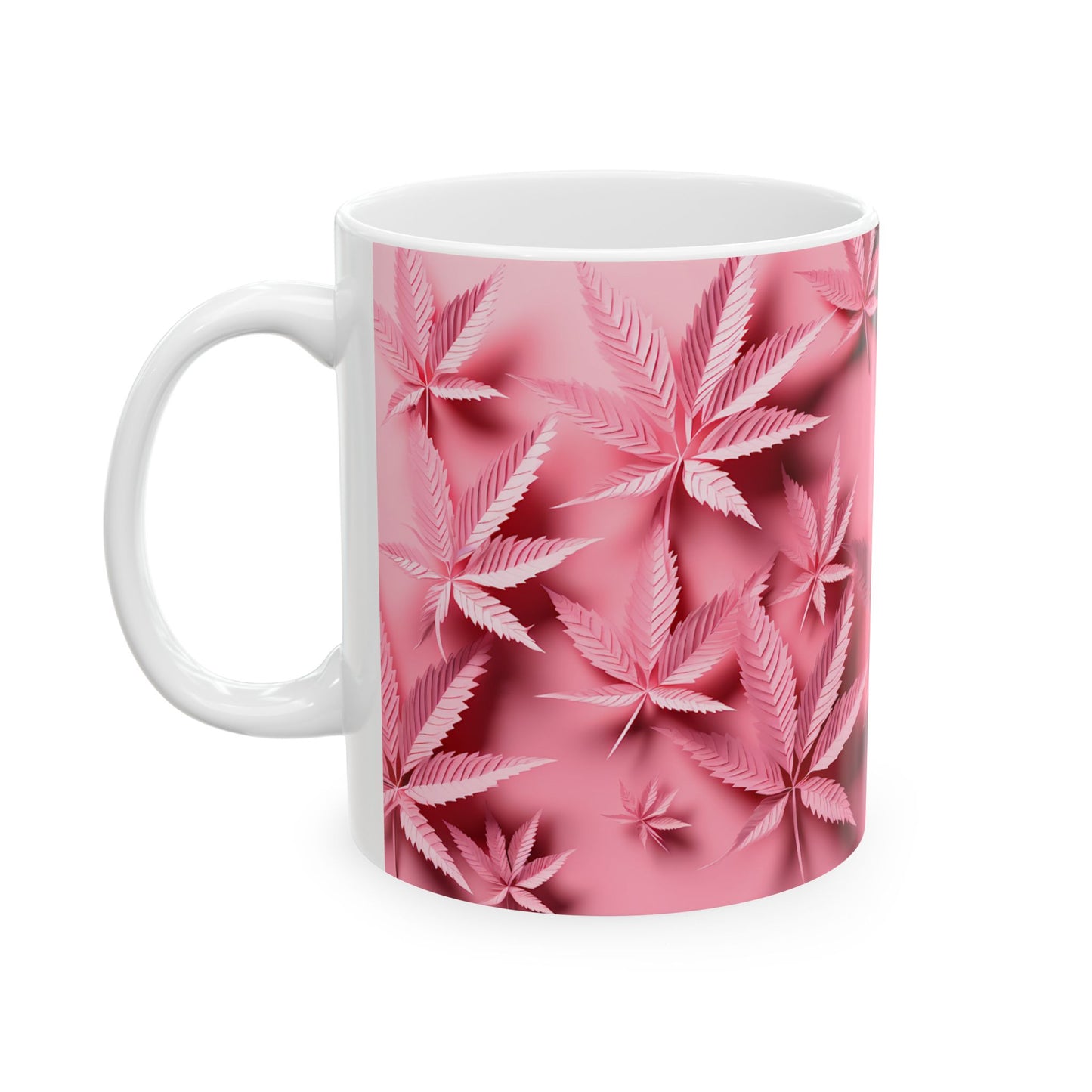 Pink Leaf Ceramic Mug Perfect for Coffee Lovers & 420 Enthusiasts