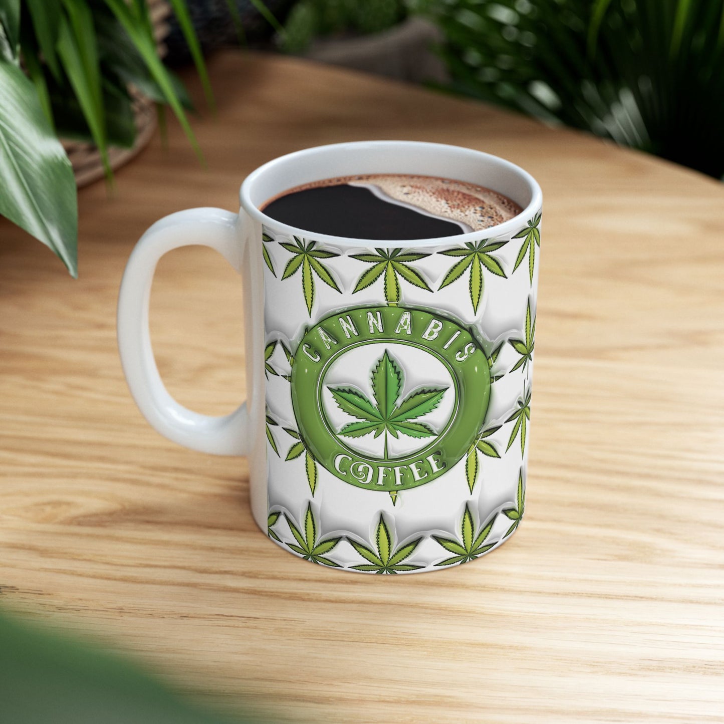 Cannabis Leaf Ceramic Mug for Stoners and Coffee Lovers