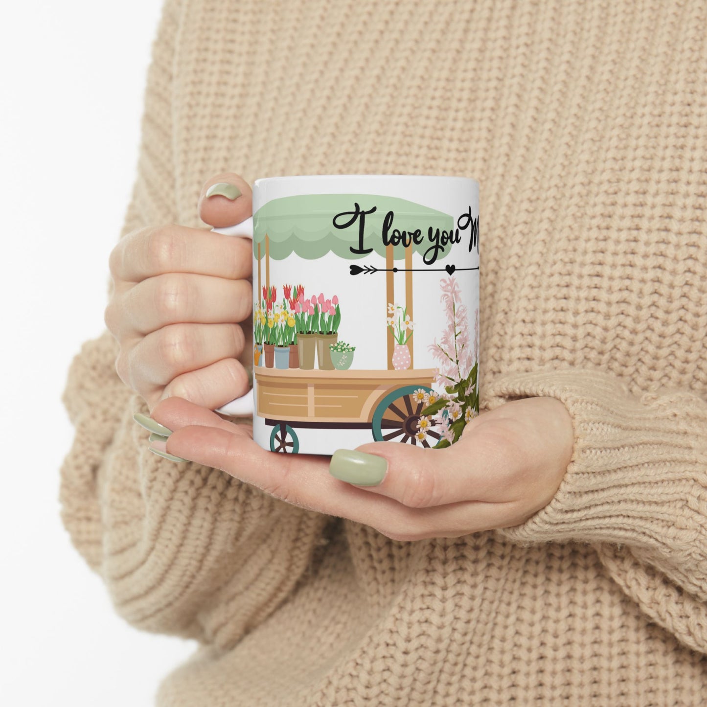 Floral Bouquet Ceramic Mug - 'I Love You Mom' - Perfect Gift for Mother's Day