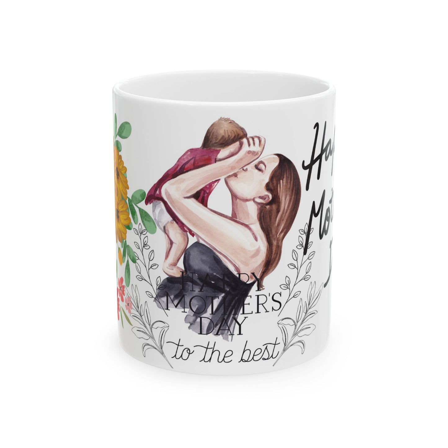 Mother's Day Ceramic Mug - Floral Design - Gift for Mom