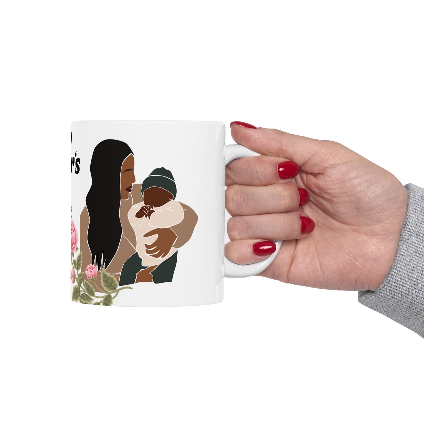Happy Mother's Day Ceramic Mug - Floral Design Gift for Mom