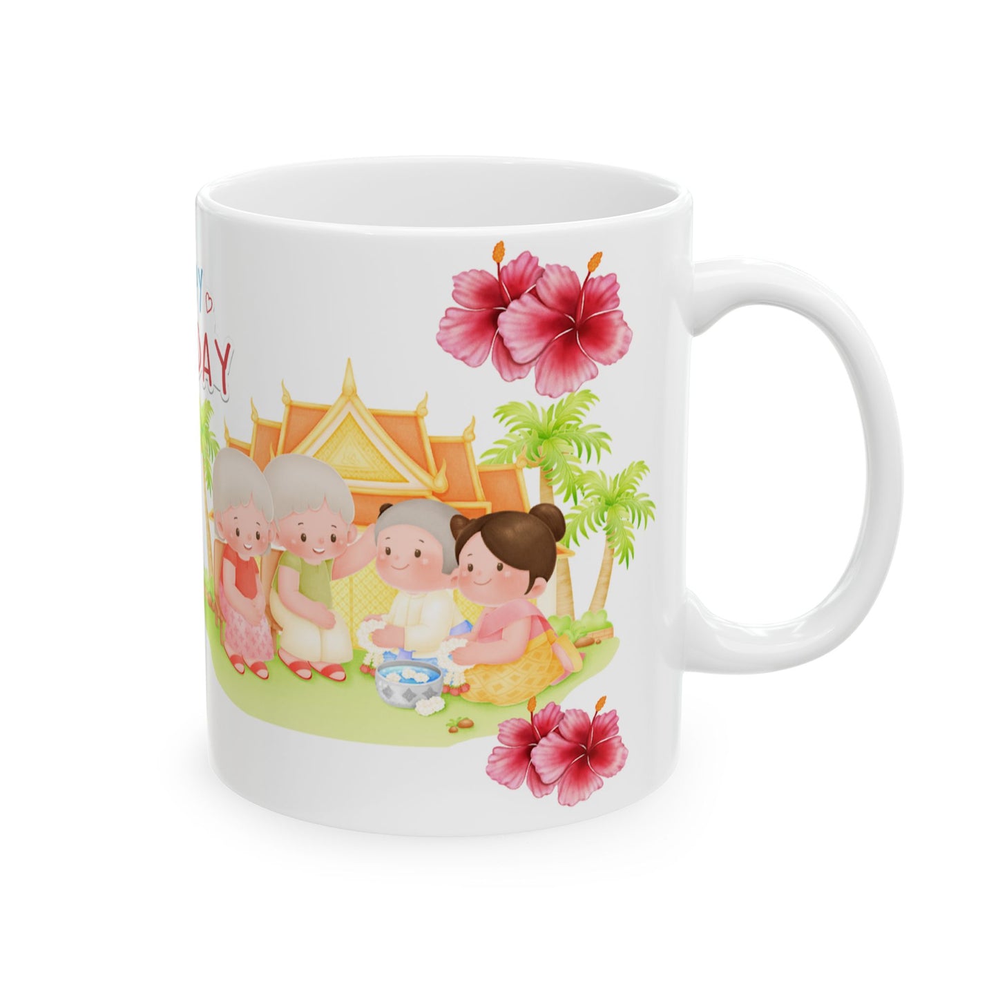 Happy Tuesday Ceramic Mug - Cute Tropical Design for Coffee Lovers