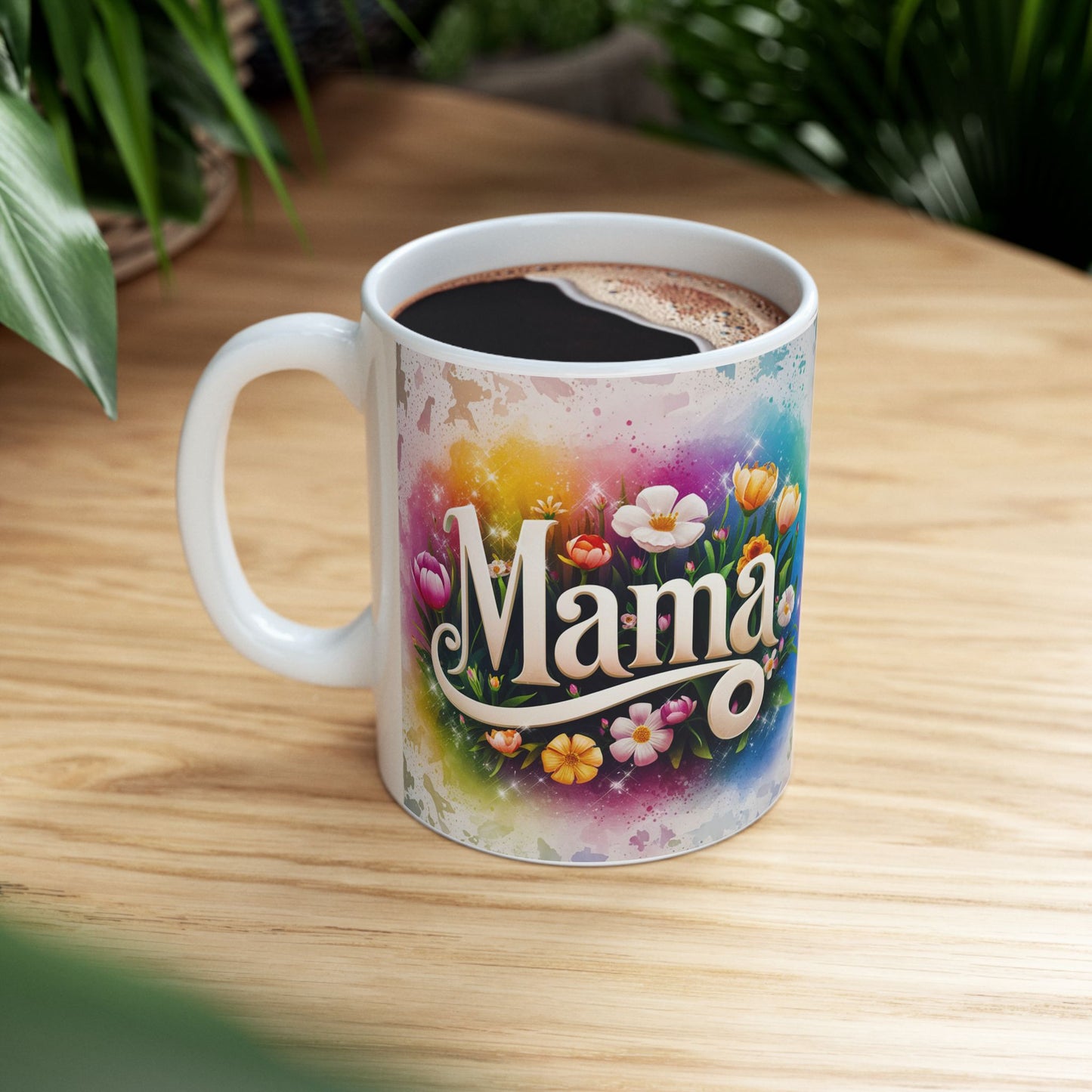 Floral 'Mama' Ceramic Mug - Colorful Garden Design for Moms