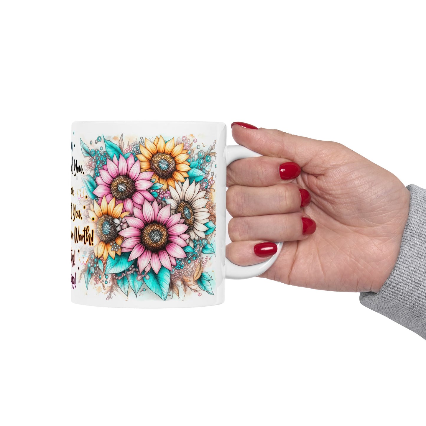 Inspiring Floral Ceramic Mug - Motivational Quotes for Positivity