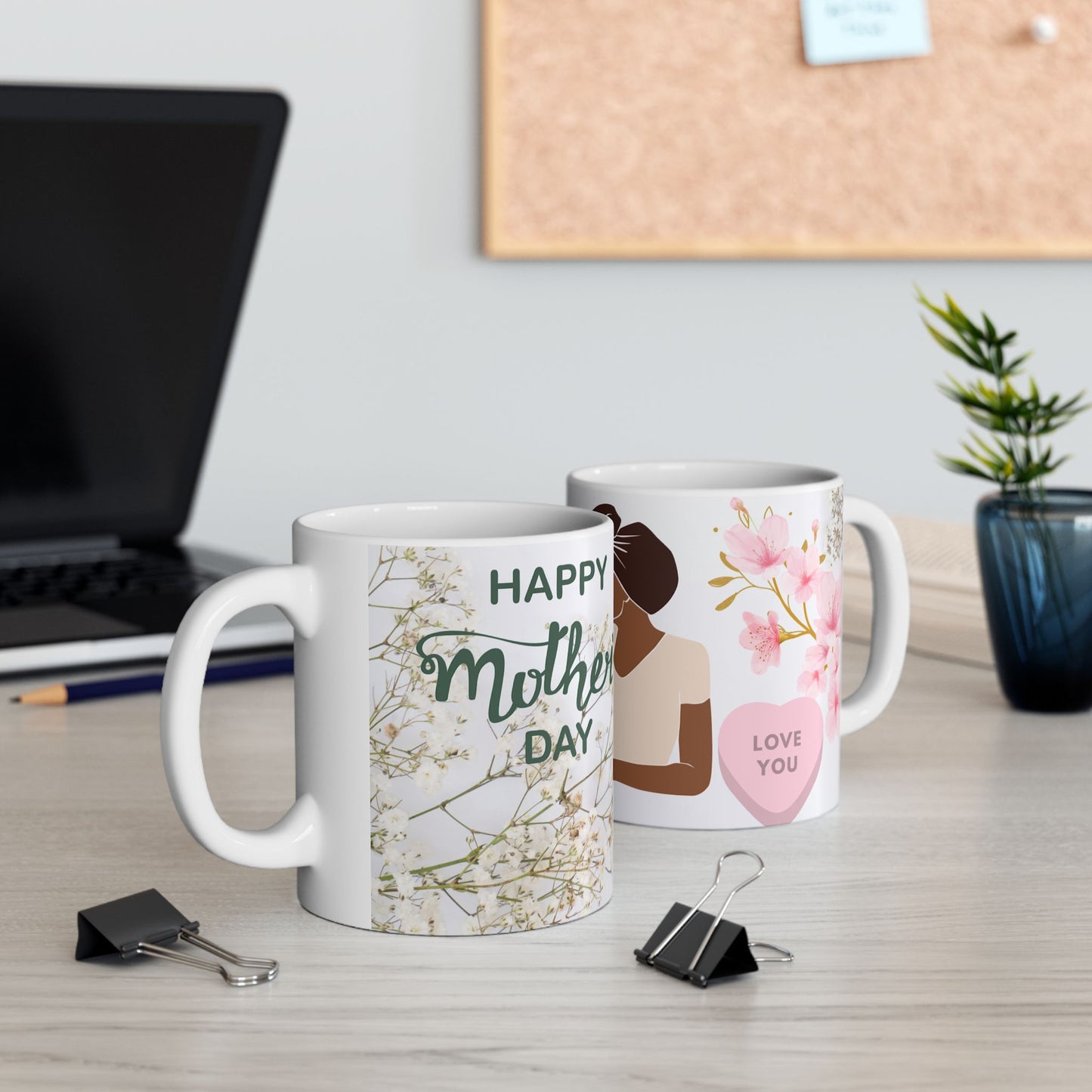 Happy Mother's Day Ceramic Mug - Floral Design for Mom