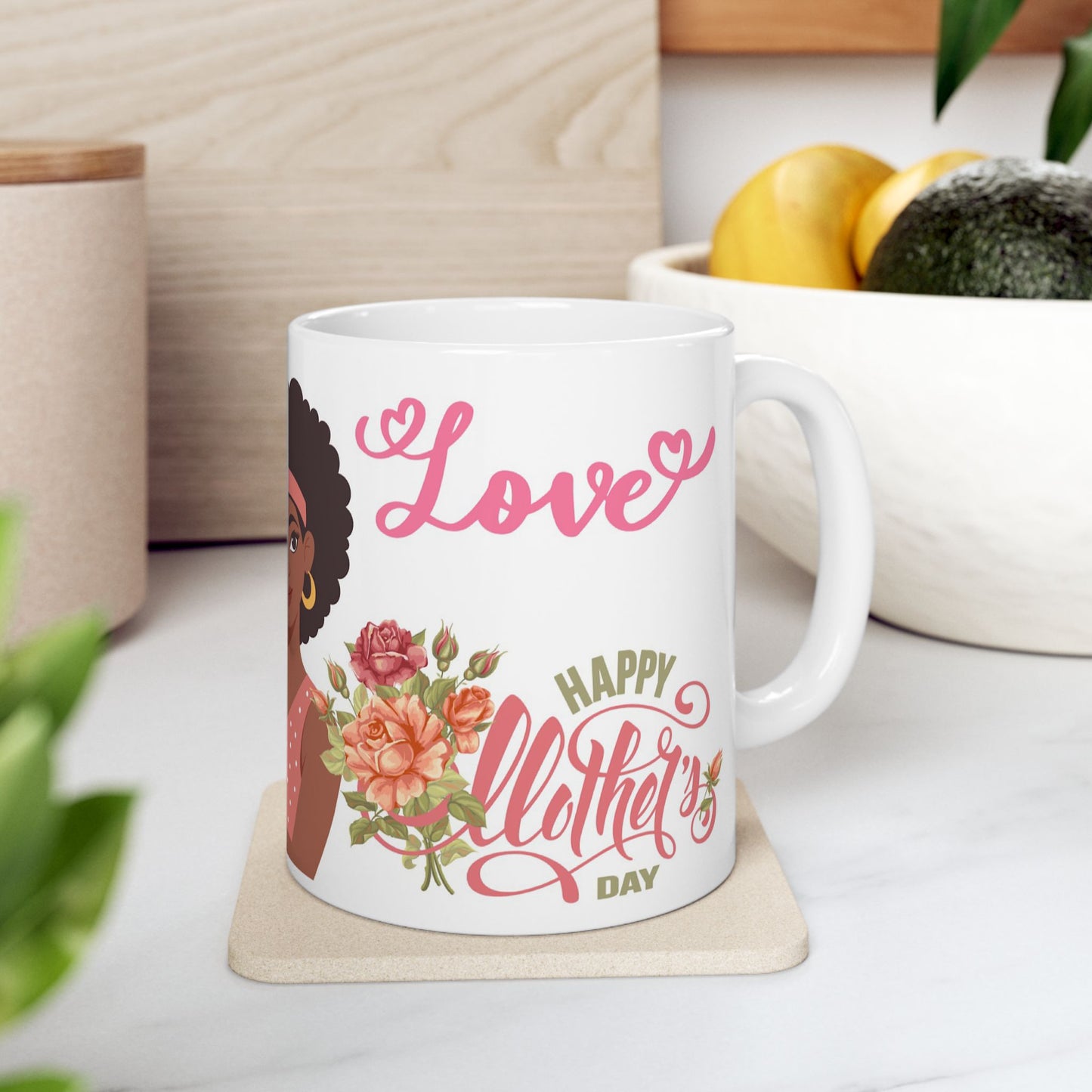 Happy Mother's Day Ceramic Mug with Floral Design