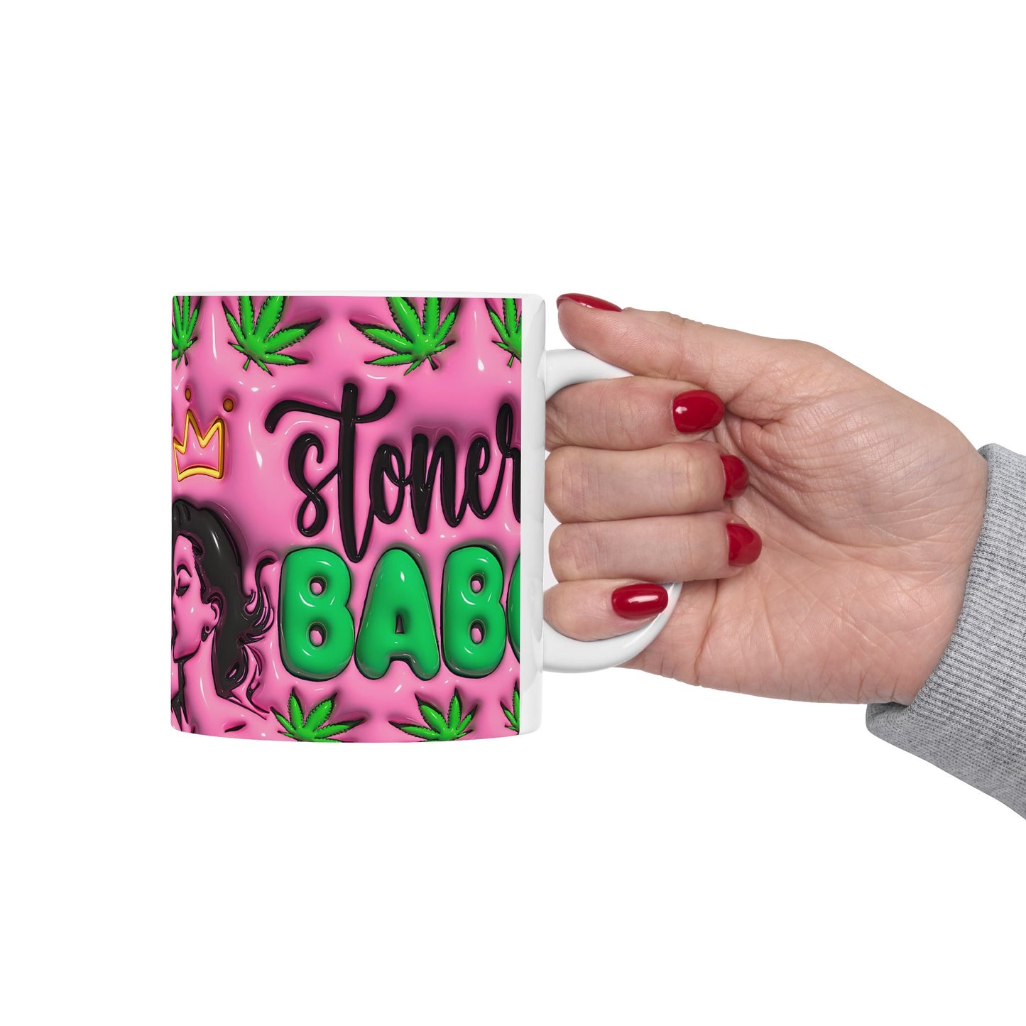 Stylish Cannabis Mug | Stoner Babe Ceramic Cup | Gift for Smokers, Pink Coffee Mug | Fun Stoner Gift, 420 Themed Drinkware