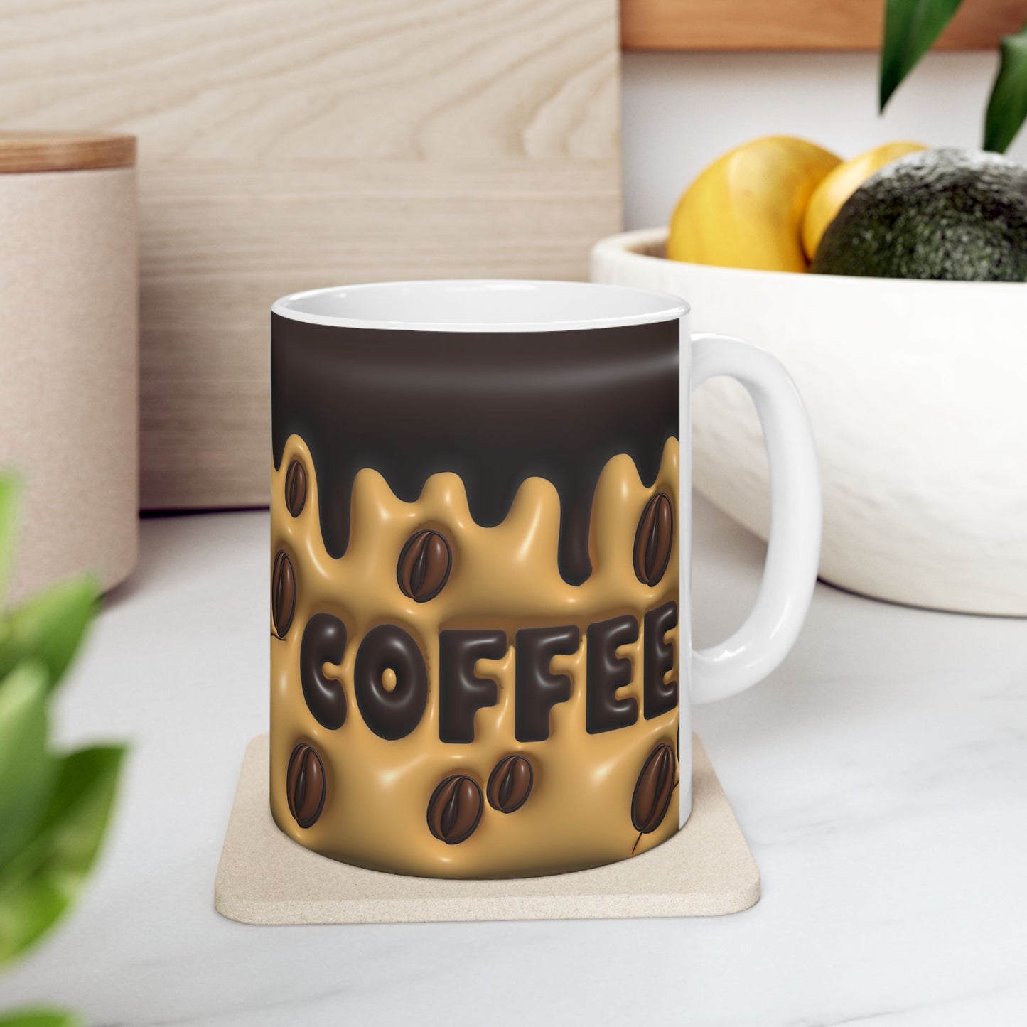 Coffee Lover Ceramic Mug - Dripping Chocolate Design 11oz