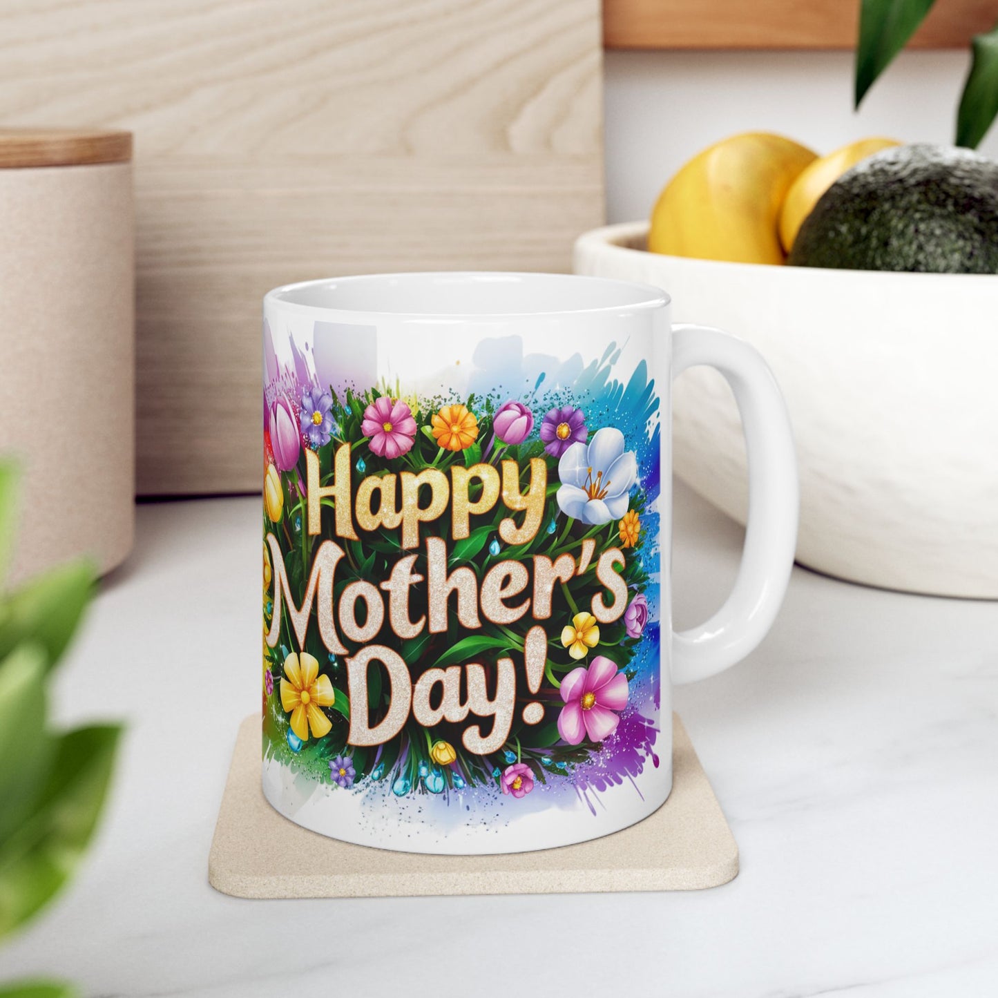Happy Mother's Day Floral Ceramic Mug - 11oz