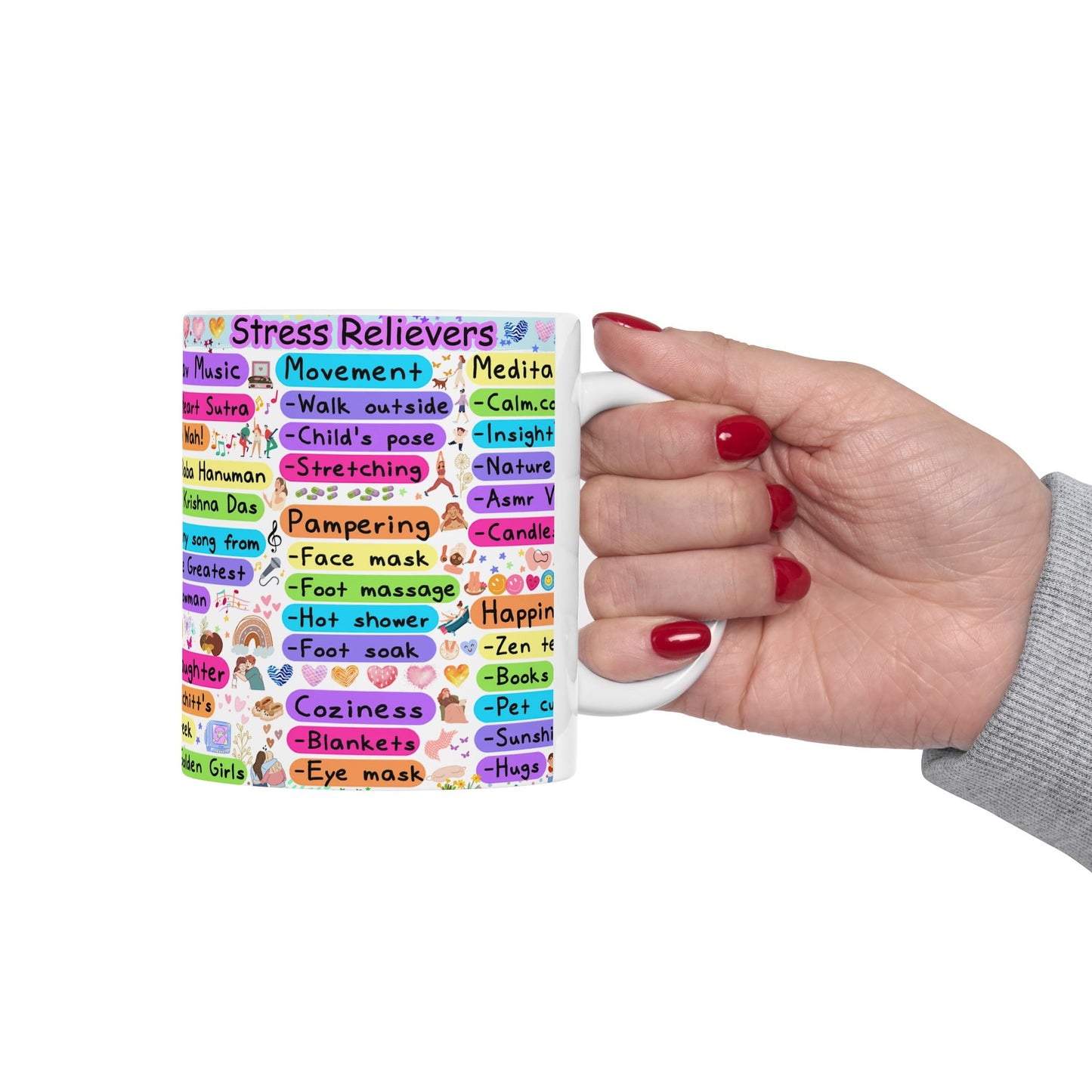 Colorful Ceramic Mug - Uplifting Affirmations & Favorites for Self-Care