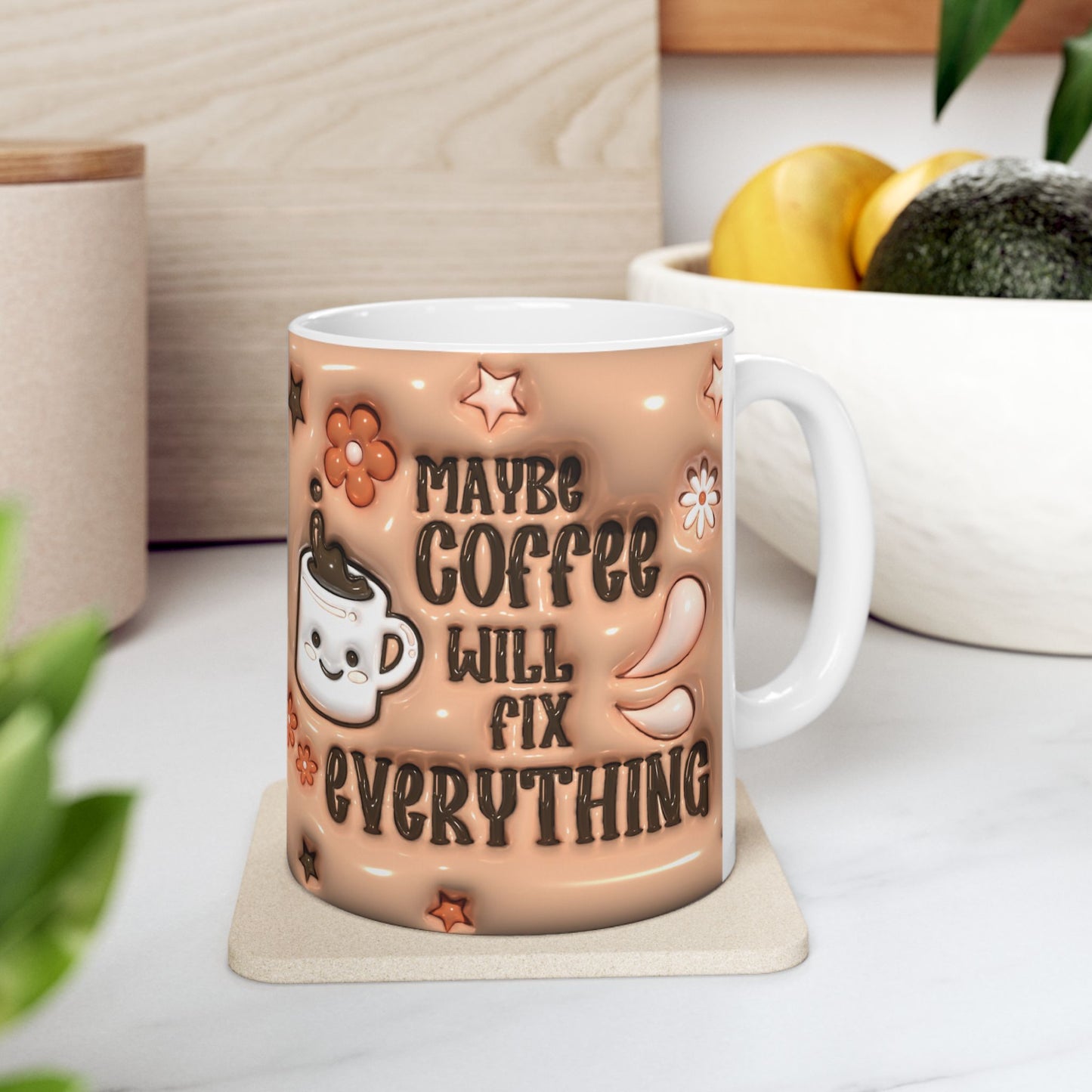 Cute Coffee Mug - "Coffee Makes Everything Better" - Fun Ceramic Cup for Cozy Snuggles