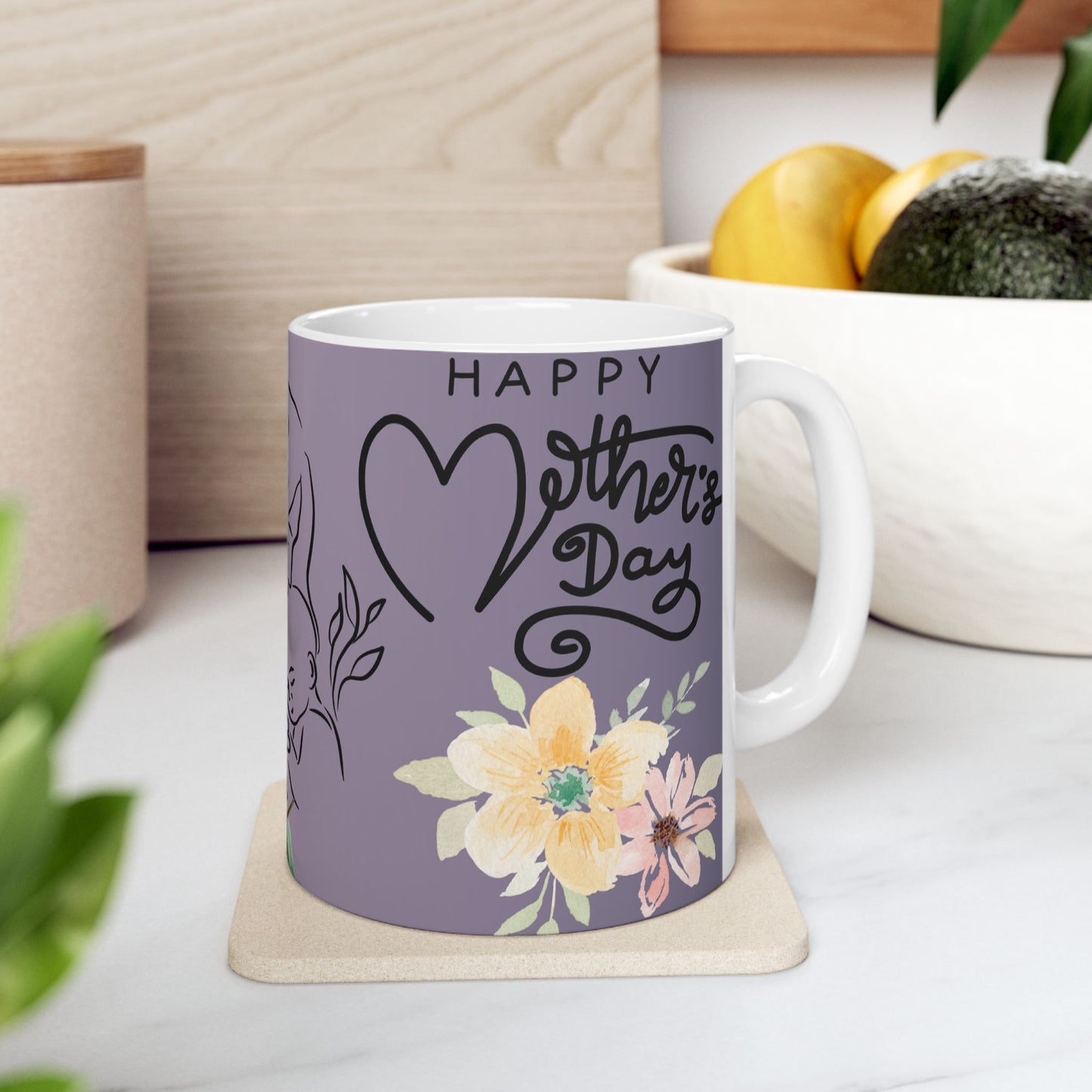 Floral Mother's Day Ceramic Mug - Perfect Gift for Mom, Elegant Tea Cup, Personalized Coffee Mug, Birthday Present, Housewarming Gift