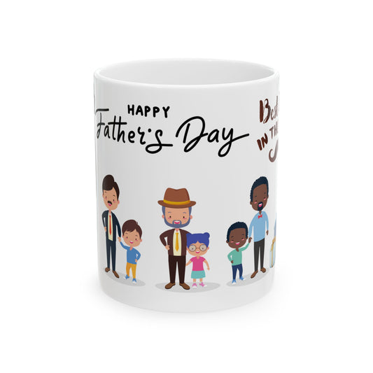 Happy Father's Day Ceramic Mug - Fun Family Design