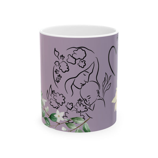 Floral Mother's Day Ceramic Mug - Perfect Gift for Mom, Elegant Tea Cup, Personalized Coffee Mug, Birthday Present, Housewarming Gift
