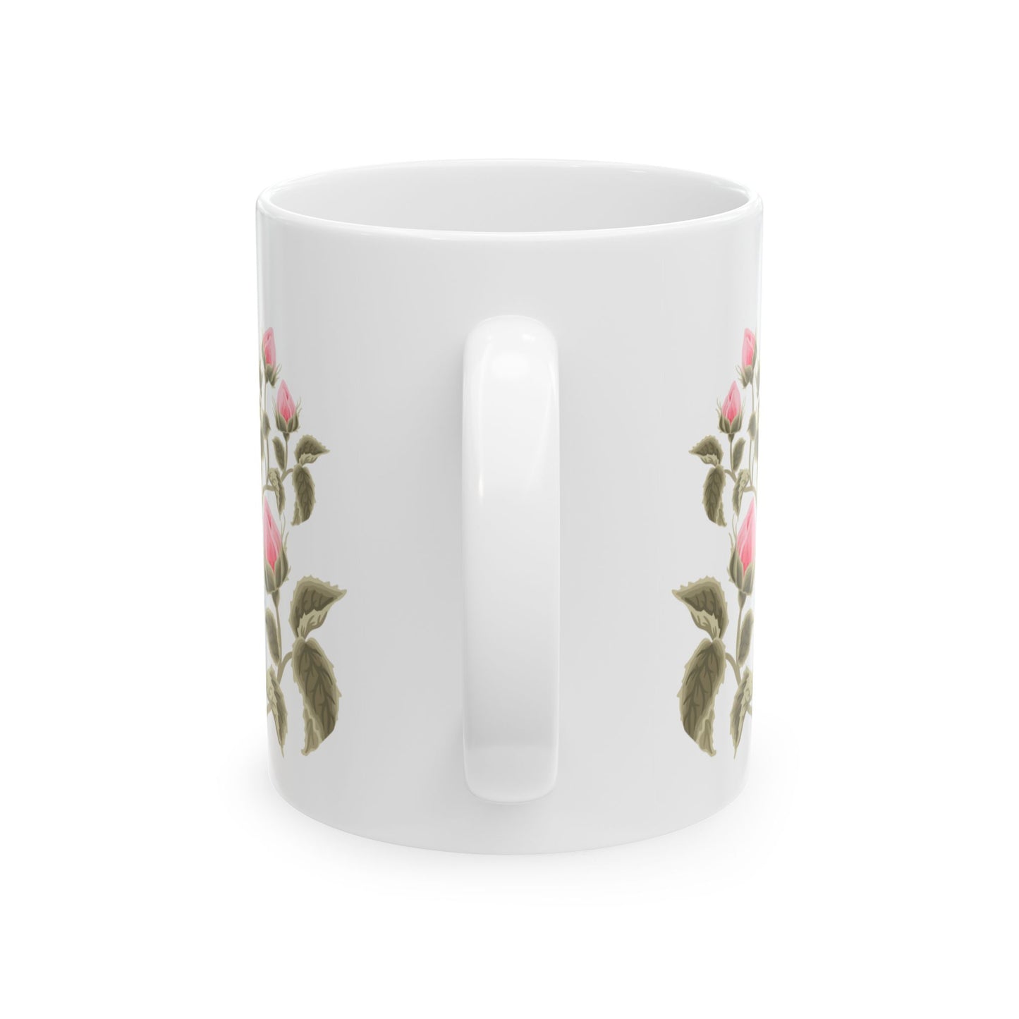Father's Day Ceramic Mug - Stylish Gift with Roses & Heartbeat Design
