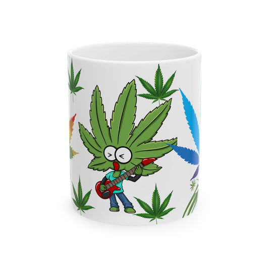 Funny Cannabis Leaf Mug - Music & Chill Vibes - 11oz