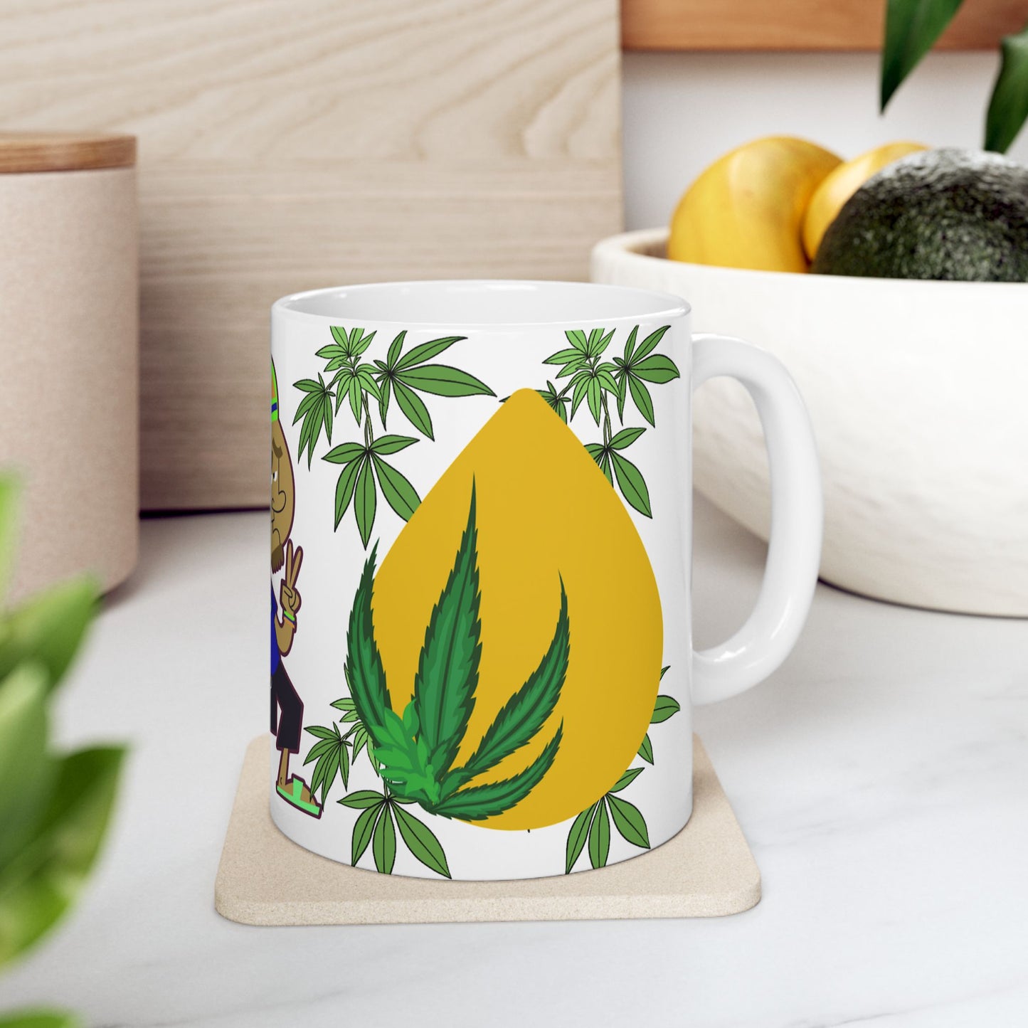 Peaceful Vibes Ceramic Mug - Funky Rasta Design for Relaxation