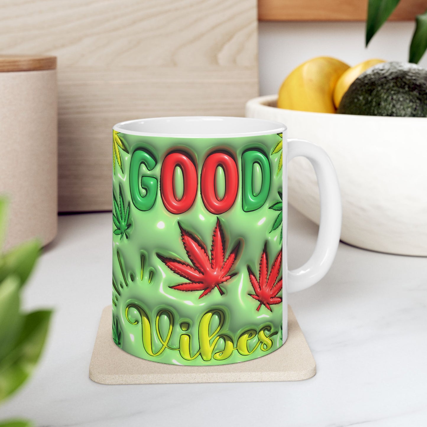 Good Vibes Ceramic Mug - 11oz Perfect for Cannabis Enthusiasts