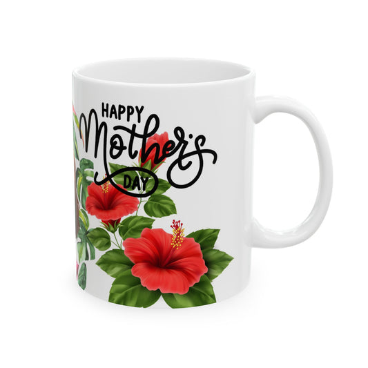 Happy Mother's Day Ceramic Mug - Floral Design, Perfect Gift for Mom