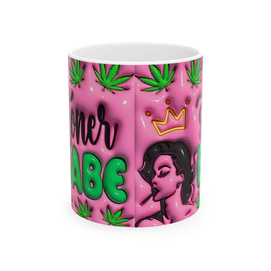 Stylish Cannabis Mug | Stoner Babe Ceramic Cup | Gift for Smokers, Pink Coffee Mug | Fun Stoner Gift, 420 Themed Drinkware