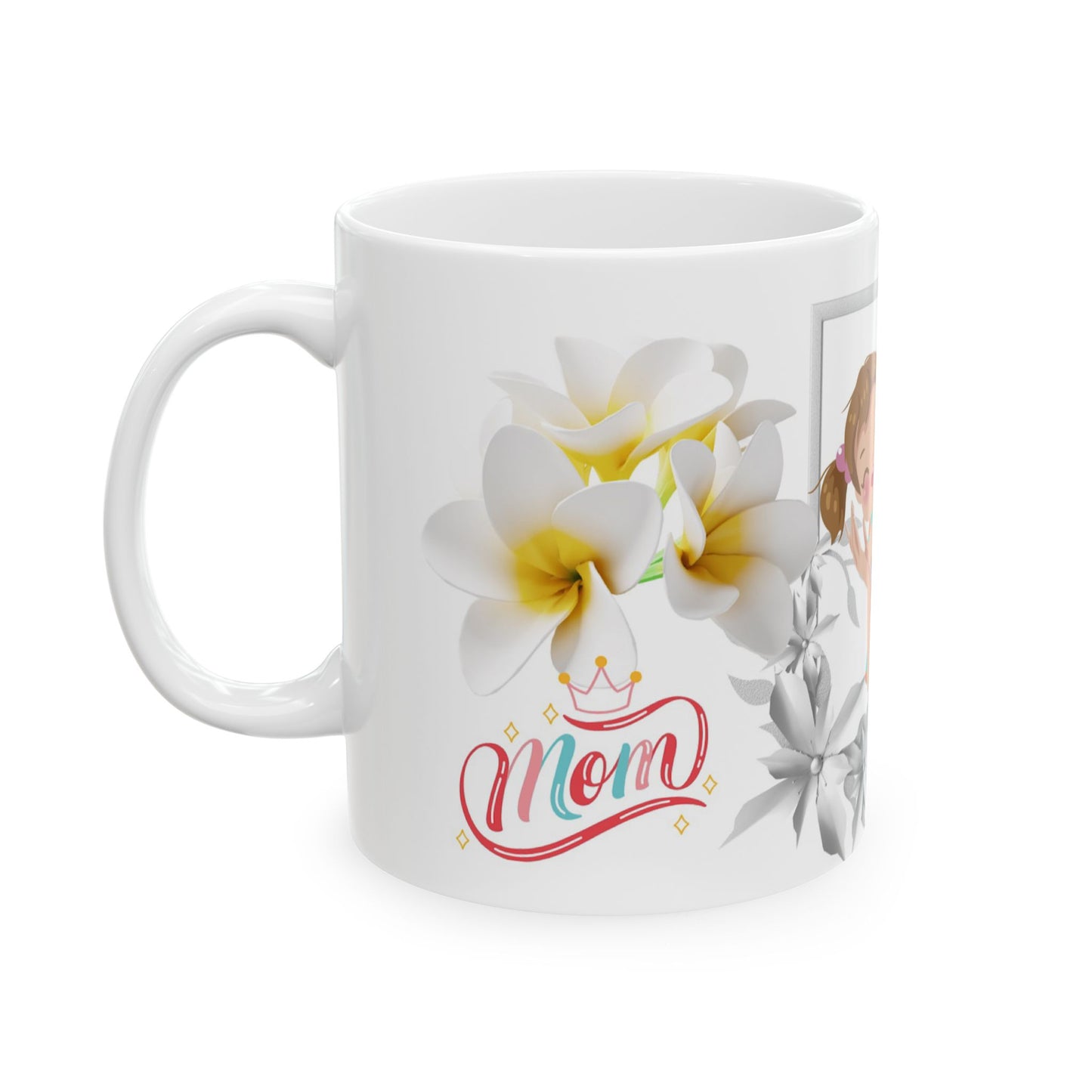 Personalized Mother's Day Ceramic Mug – Floral Design, 11oz