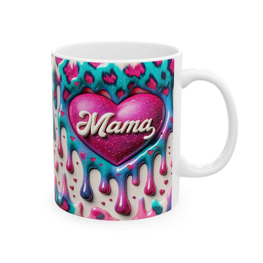 Colorful Drippy Heart Ceramic Mug - 11oz