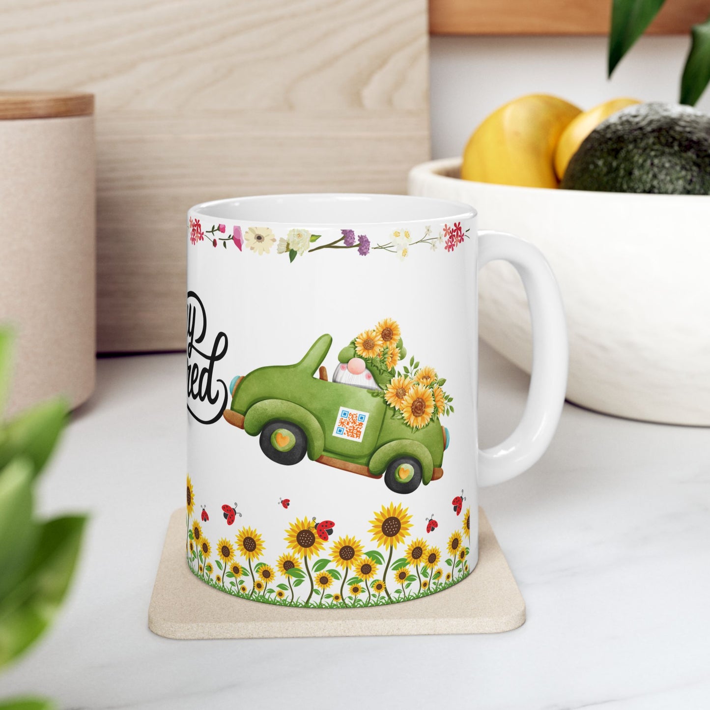 Stay Inspired Floral Ceramic Mug - 11oz Perfect Gift for Garden Lovers