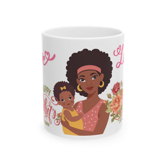 Happy Mother's Day Ceramic Mug with Floral Design