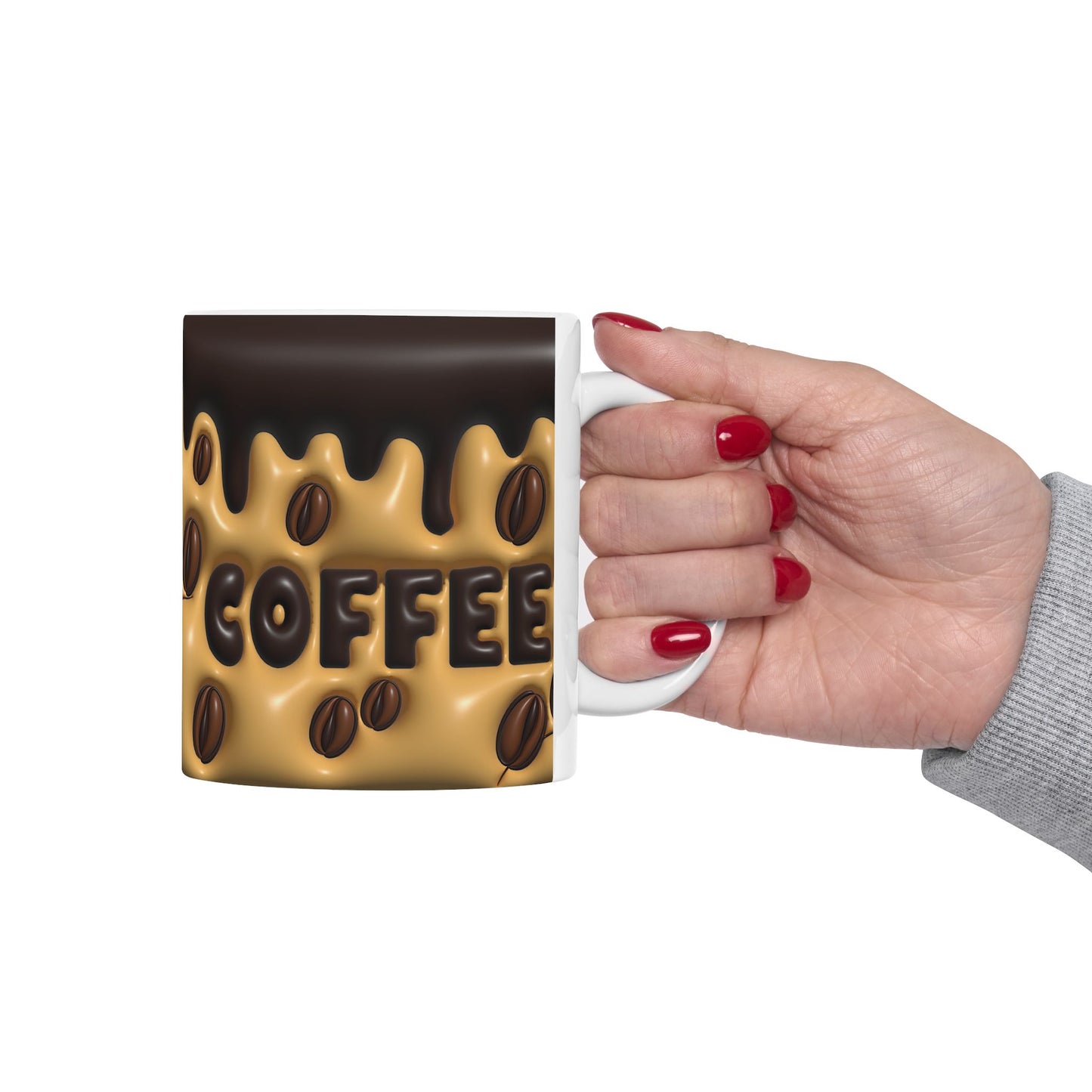 Coffee Lover Ceramic Mug - Dripping Chocolate Design 11oz