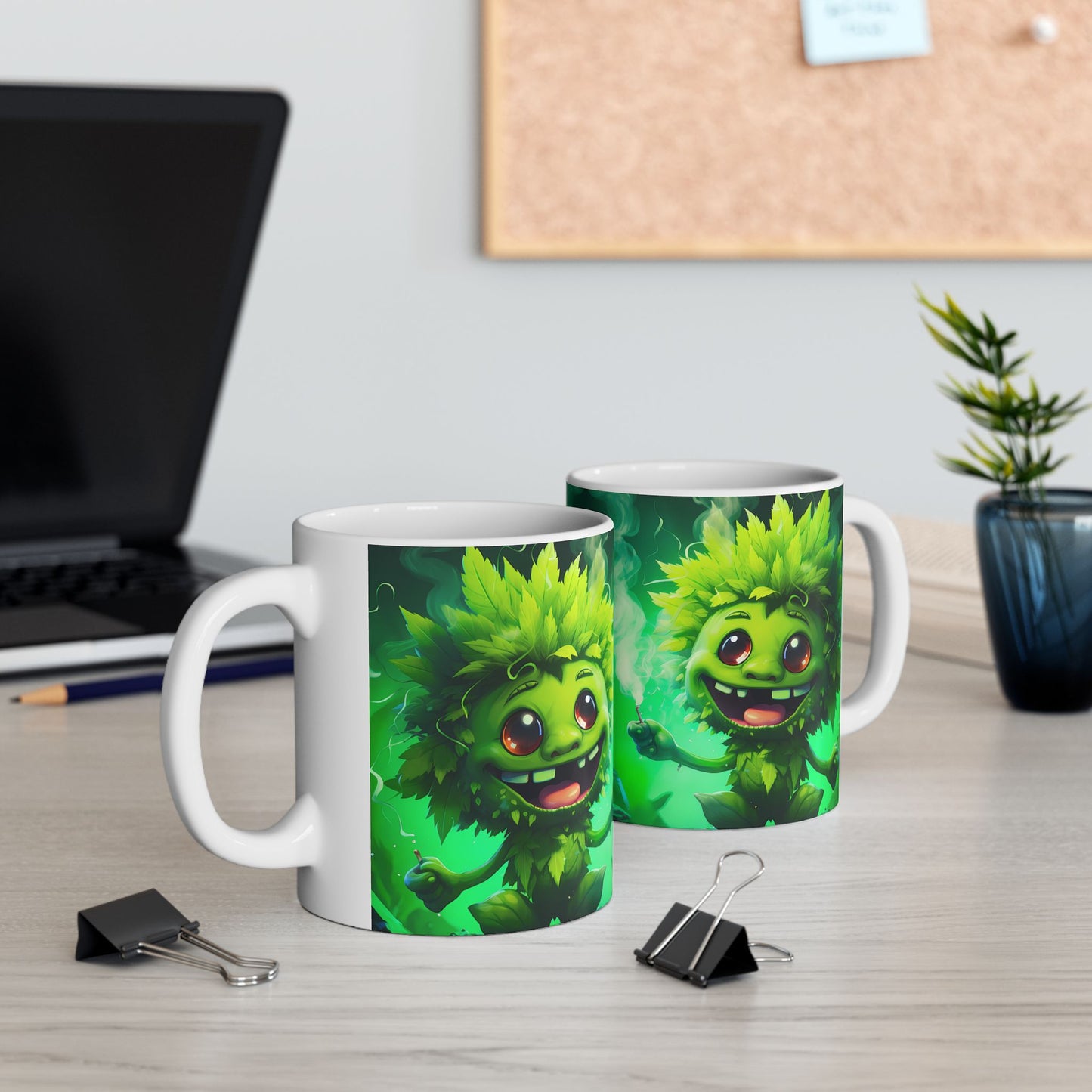 Whimsical Green Monster Ceramic Mug