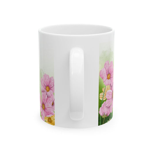 Coffee Break Floral Ceramic Mug 11oz Perfect for Relaxation & Gifting