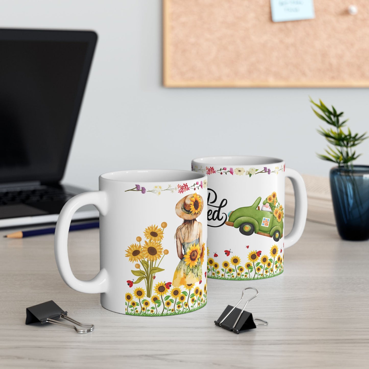 Stay Inspired Floral Ceramic Mug - 11oz Perfect Gift for Garden Lovers