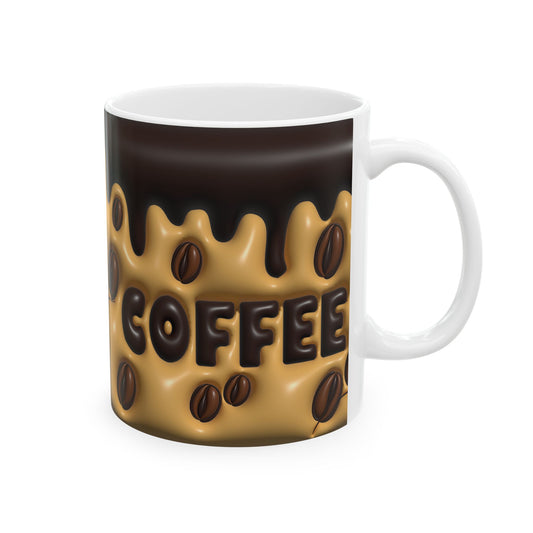 Coffee Lover Ceramic Mug - Dripping Chocolate Design 11oz