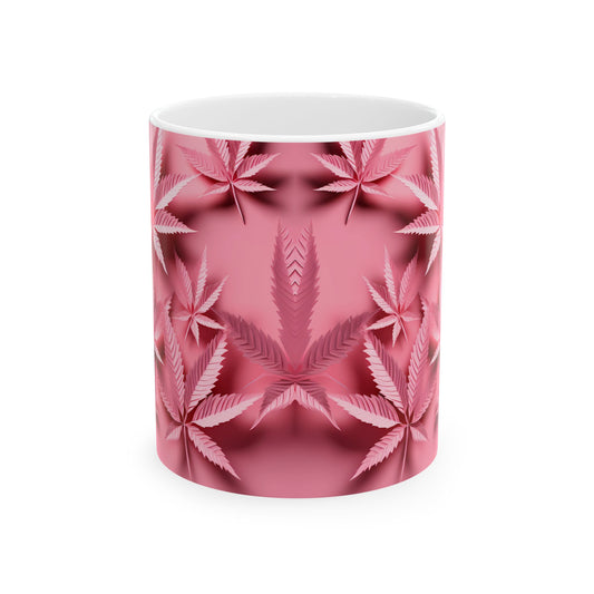 Pink Leaf Ceramic Mug Perfect for Coffee Lovers & 420 Enthusiasts
