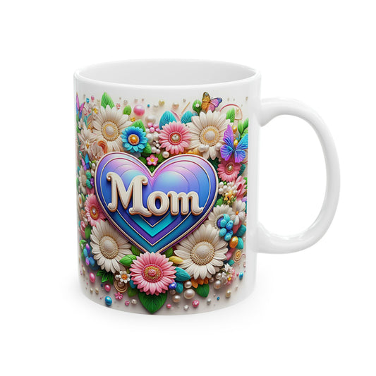 Floral Butterflies Mug - Colorful Ceramic Coffee Cup for Mother's Day and Spring Celebrations