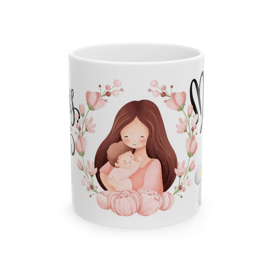 Mother's Day Floral Ceramic Mug | 11oz Sweet Mom Design