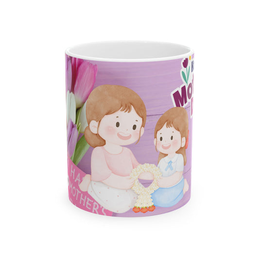 Mother's Day Ceramic Mug - Floral Design, Perfect Gift for Moms