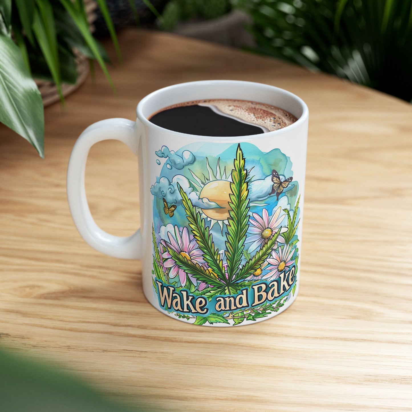Wake & Bake Ceramic Mug | Nature-Inspired Coffee Cup for Relaxed Mornings