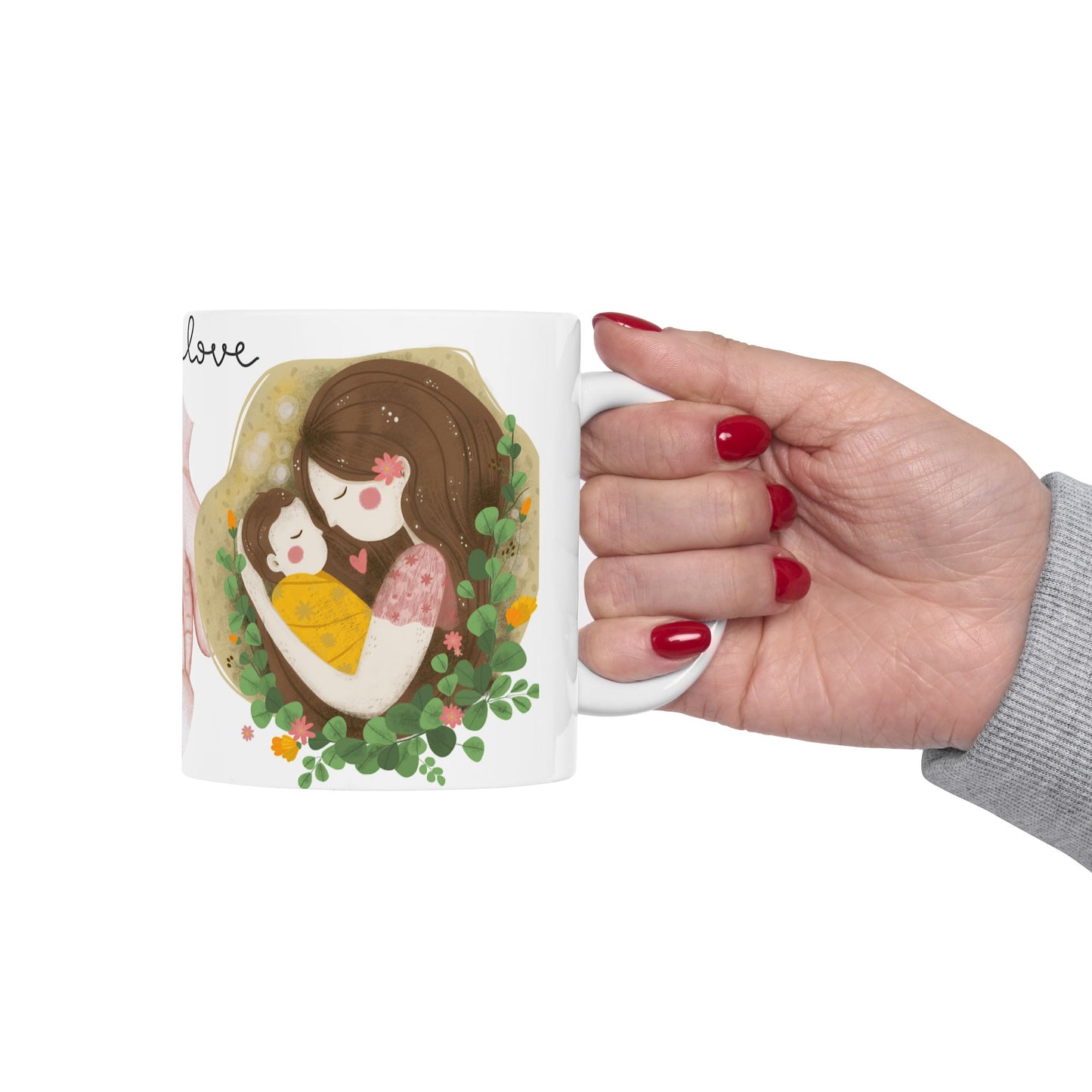 Mother's Love Floral Ceramic Mug - Perfect Gift for Mom