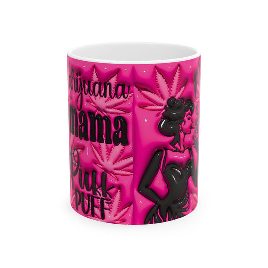 Punk Mama Ceramic Mug - Bold Pink Cannabis Design 11oz