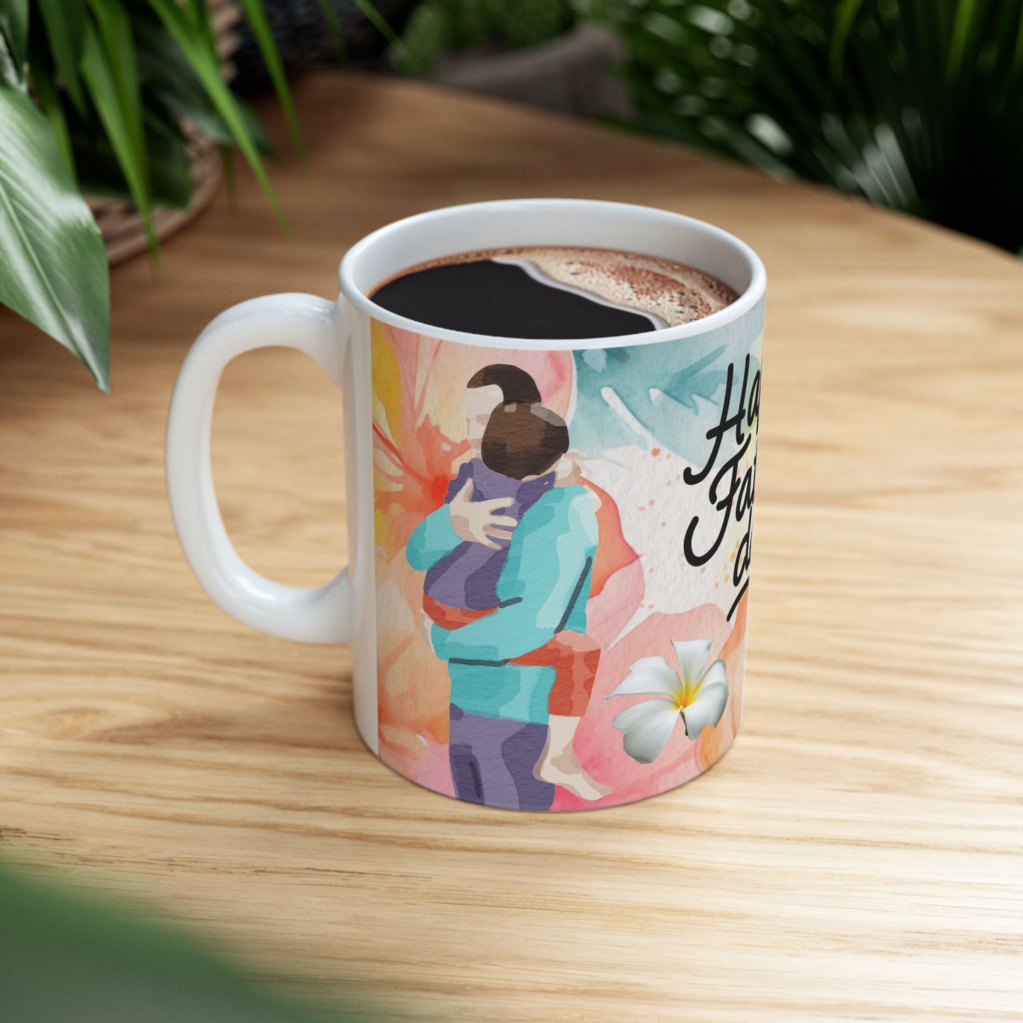 Happy Father's Day Floral Mug Ceramic Coffee Cup for Dad