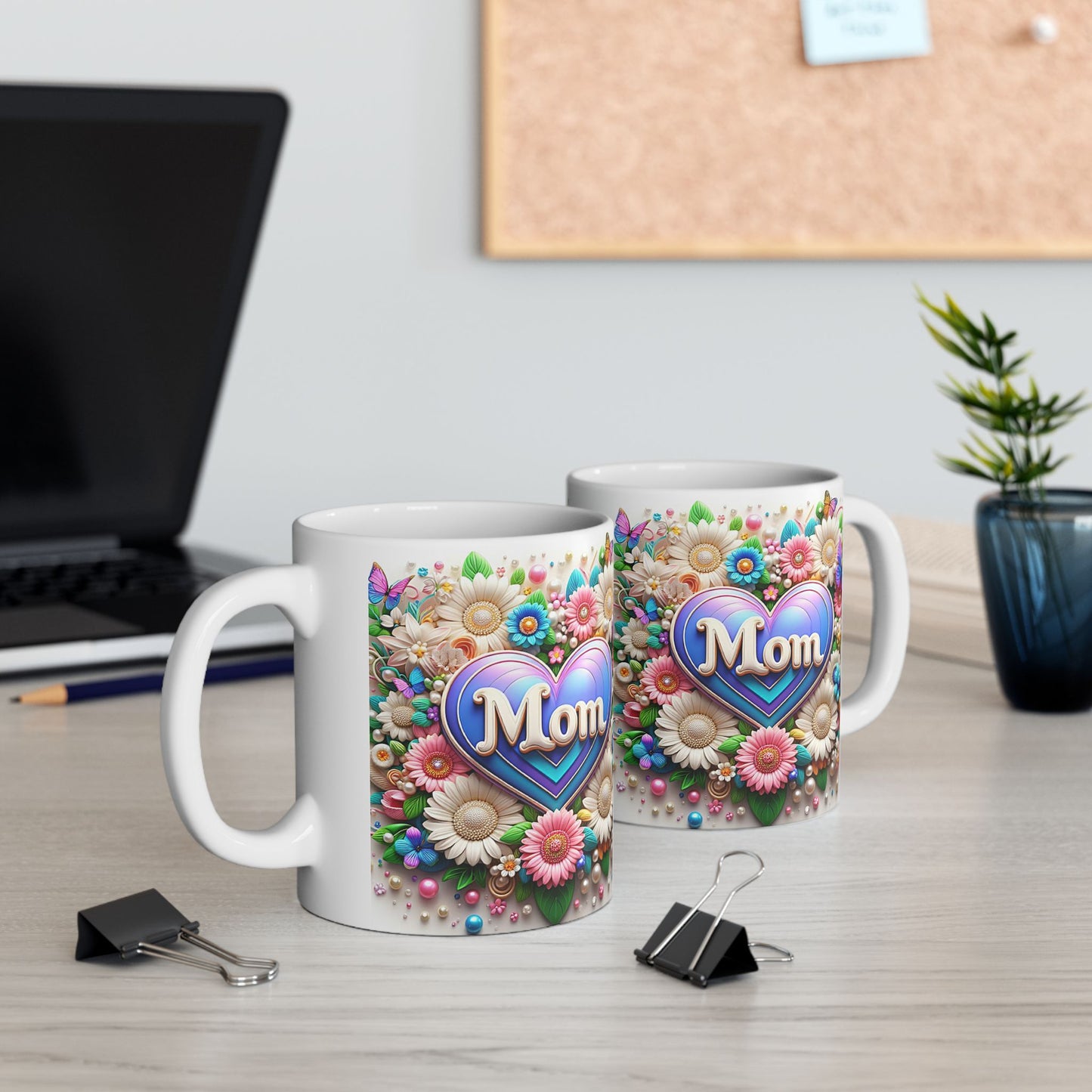 Floral Butterflies Mug - Colorful Ceramic Coffee Cup for Mother's Day and Spring Celebrations