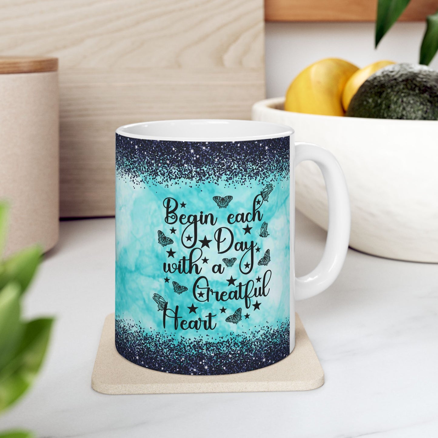 Inspirational Ceramic Mug - "Be Yourself, You're Beautiful" - 11oz