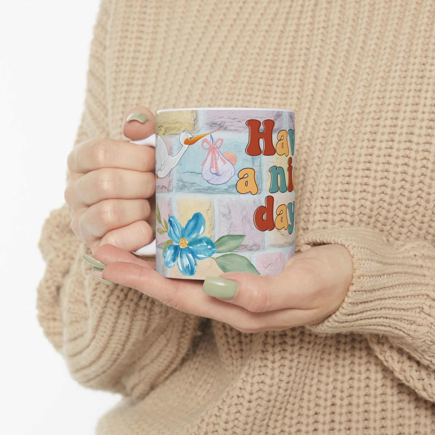 Cheerful Ceramic Mug - "Have a Nice Day!" Inspirational Coffee Cup