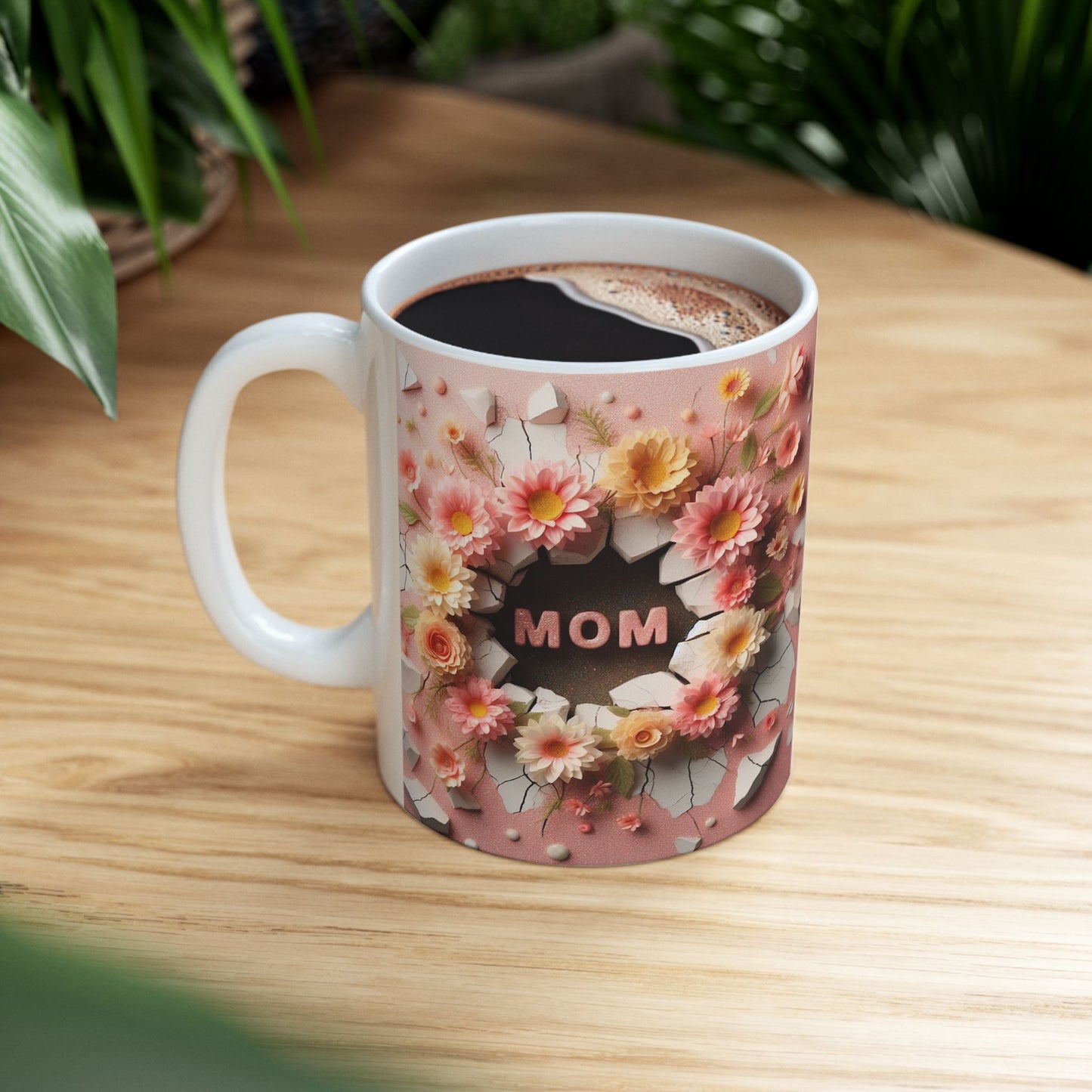 Floral Breakthrough Ceramic Mug - 11oz